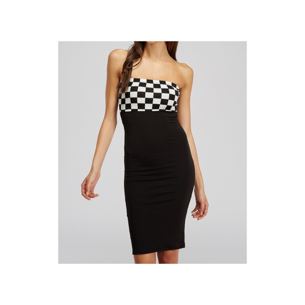 Check Panel Bodycon Tube Dress